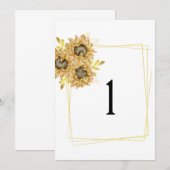 Numéro de table mariage de tournesol Carte plate (Devant / Derrière)
