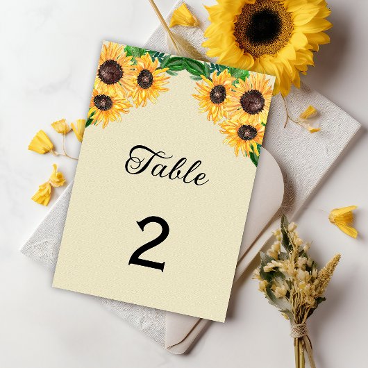 Numéro De Table Mariage de tournesol du pays