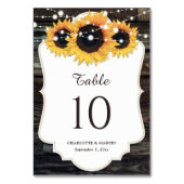 Numéro De Table Mariage de tournesol en bois rustique (Dos)