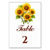 Numéro De Table Mariage de tournesol rustique simple (Dos)