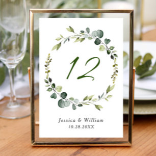 Numéro De Table Mariage de trame Eucalyptus moderne Boho