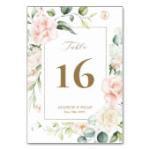 Numéro De Table Mariage de trame or en fleur rose vierge Numéro de (Dos)