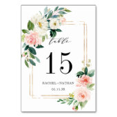 Numéro De Table Mariage de trame or en fleurs blanches (Dos)