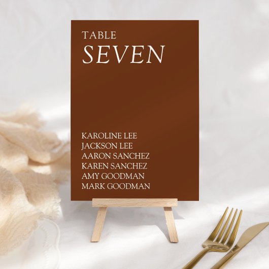 Numéro De Table Mariage de typographie moderne et élégant
