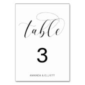 Numéro De Table Mariage de typographie romantique noir et blanc (Dos)