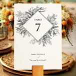 Numéro De Table Mariage de verdure blanc et noir<br><div class="desc">Ce design de Mariage Table Number White and Black Greenery allie une combinaison classique de typographie minimaliste simple, d'une couleur blanche et noire neutre et d'une verdure élégante. Les ornements en silhouette de feuille moody sont astucieusement arrangés pour créer une belle forme fluide qui démarre les éléments géométriques polies, offrant...</div>