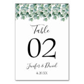 Numéro De Table Mariage de verdure botanique d'Eucalyptus (Dos)