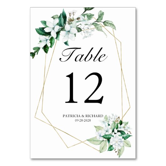 Numéro De Table Mariage de verdure fleurie géométrique (Par défaut)