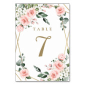 Numéro De Table Mariage de verdure fleurie rose et blanc (Dos)