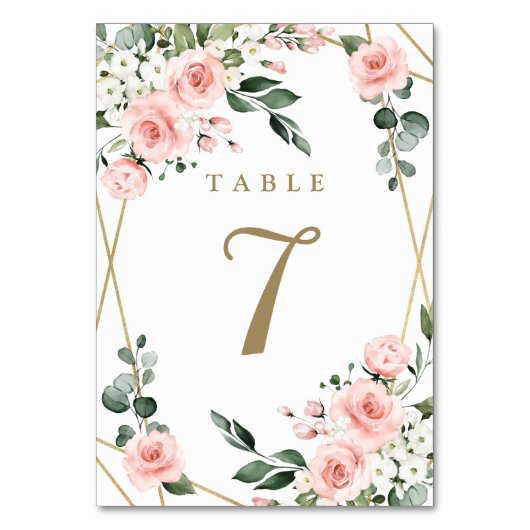 Numéro De Table Mariage de verdure fleurie rose et blanc (Dos)