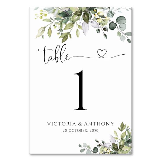 Numéro De Table Mariage de verdure Numéros (Par défaut)