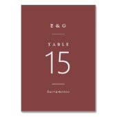 Numéro De Table Mariage de vin de Bourgogne moderne tout simple (Dos)