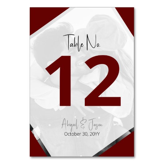 Numéro De Table Mariage Décontracté de la Bourgogne moderne "Nothi (Par défaut)