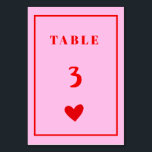 Numéro De Table Mariage d'écriture manuscrite rose rétro Numéro de<br><div class="desc">Table Mariage d'écriture manuscrite Retro Rose Red Heart</div>
