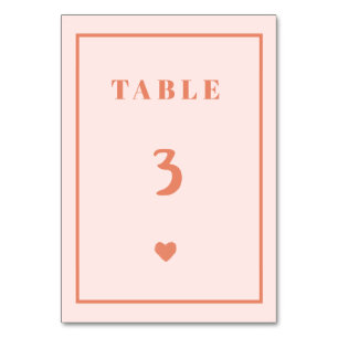 Numéro De Table Mariage d'écriture manuscrite rose rétro Numéro de