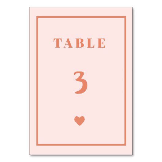 Numéro De Table Mariage d'écriture manuscrite rose rétro Numéro de (Par défaut)