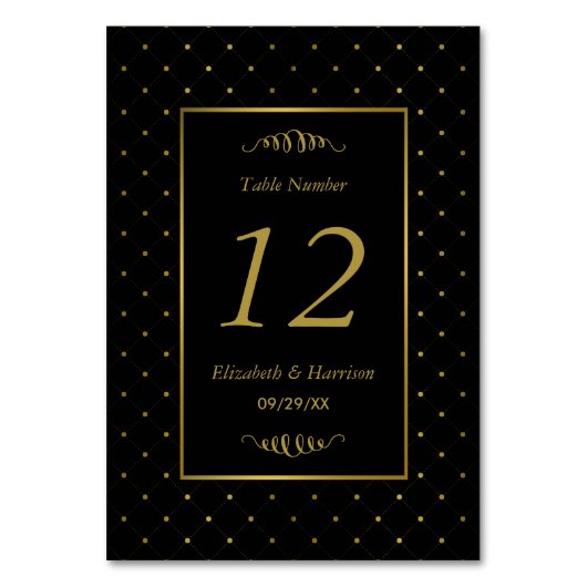 Numéro De Table Mariage d'effet Black & Gold moderne (Par défaut)