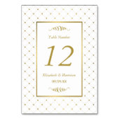 Numéro De Table Mariage d'effet blanc et or moderne (Dos)
