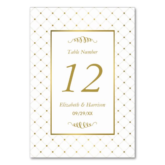 Numéro De Table Mariage d'effet blanc et or moderne (Par défaut)