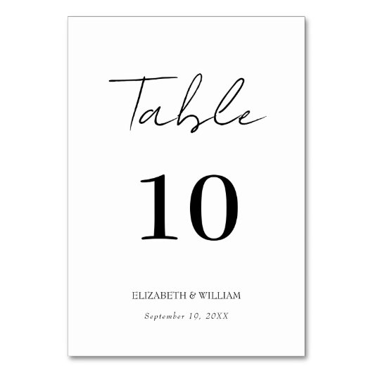 Numéro De Table Mariage d'élégance de script Whimsical et élégant (Dos)