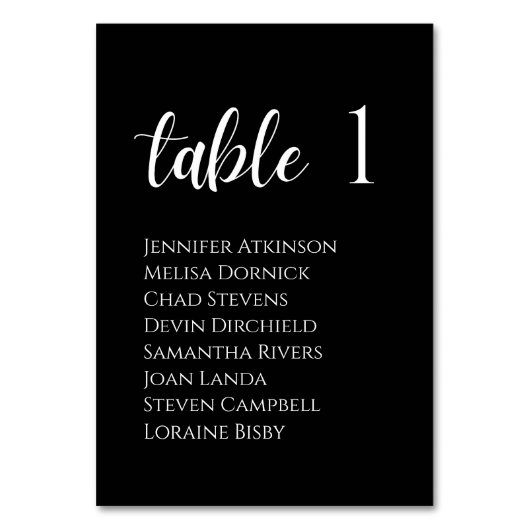 Numéro De Table Mariage d'élégance moderne à spectre noir et blanc (Par défaut)