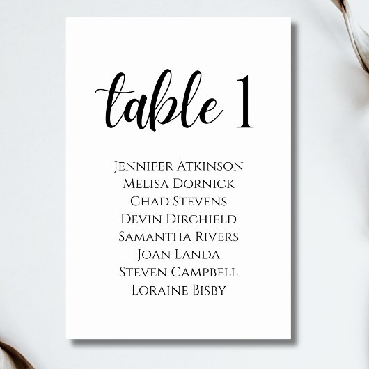 Numéro De Table Mariage d'élégance moderne blanc personnalisé
