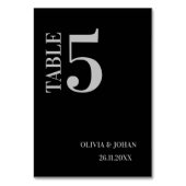 Numéro De Table Mariage d'élégance moderne simple noir (Dos)