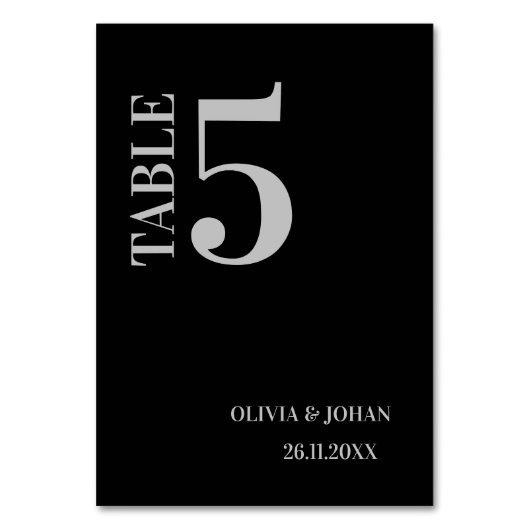 Numéro De Table Mariage d'élégance moderne simple noir (Par défaut)