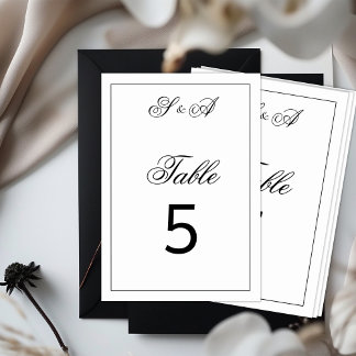 Numéro De Table Mariage d'élégance Vintage noir et blanc