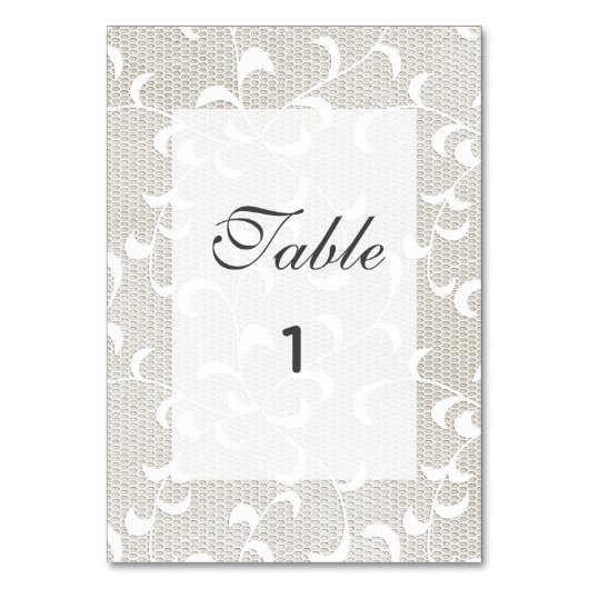 Numéro De Table Mariage dentelle et ivoire (Par défaut)