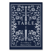 Numéro De Table Mariage d'épée médiévale Bleu Argent (Dos)