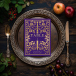 Numéro De Table Mariage d'épée médiévale violette<br><div class="desc">Célébrez votre journée spéciale avec ce Mariage d'épée médiévale royale. Le design sur le dos de l'invitation n'est PAS de la vraie feuille d'or. Les articles sont imprimés exactement comme ils apparaissent sur votre écran lorsque vous ajoutez au panier, donc personnalisez et ajoutez chaque numéro de table dont vous avez...</div>