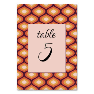 Numéro De Table Mariage des années 70 Super Orange Seventies