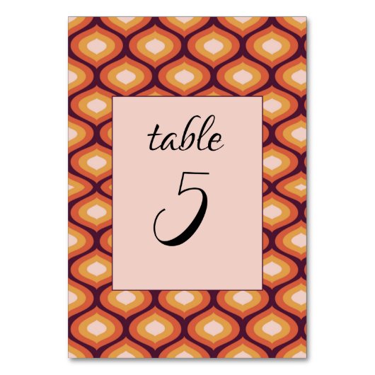 Numéro De Table Mariage des années 70 Super Orange Seventies (Par défaut)