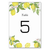 Numéro de table mariage des citrons d'été Carte (Dos)