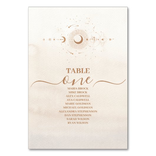 Numéro De Table Mariage des étoiles célestes d'or mystique (Dos)