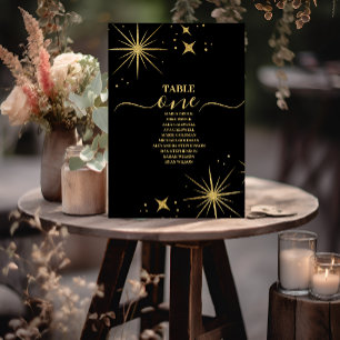Numéro De Table Mariage des étoiles célestes mystiques d'or noir