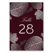 Numéro De Table Mariage des feuilles d'argent et d'automne de Bour (Dos)