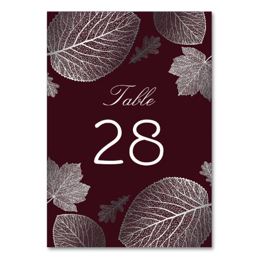 Numéro De Table Mariage des feuilles d'argent et d'automne de Bour (Par défaut)