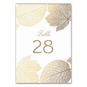 Numéro De Table Mariage des feuilles d'or et de blanc (Dos)