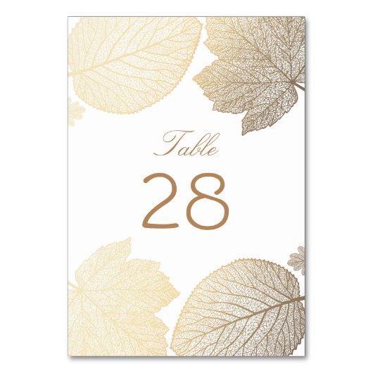 Numéro De Table Mariage des feuilles d'or et de blanc (Par défaut)