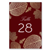 Numéro De Table Mariage des feuilles d'or et de chute de Bourgogne (Dos)