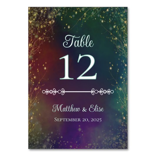 Numéro De Table Mariage des feux de fée de forêt enchantés (Dos)