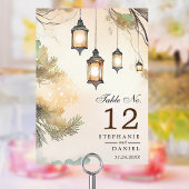 Numéro De Table Mariage des feux de lanterne botanique de l'arbre 