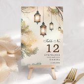 Numéro De Table Mariage des feux de lanterne botanique de l'arbre 