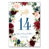 Numéro de table Mariage des fleurs d'aquarelle (Dos)