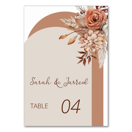 Numéro De Table Mariage des fleurs d'automne (Dos)