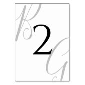 Numéro De Table Mariage des initiales du monogramme noir et blanc (Dos)