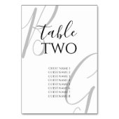 Numéro De Table Mariage des initiales du monogramme noir et blanc (Par défaut)