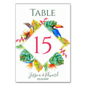 Numéro De Table Mariage des oiseaux hawaïens tropicaux colorés (Dos)